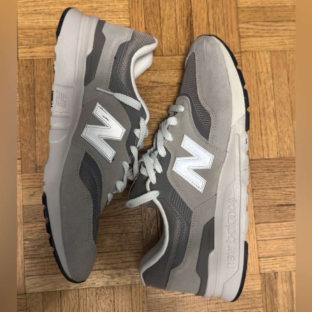 Once-worn New Balance 997H; Gray and white; 12 M, feels like an 11 1/2 M